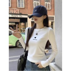 批发【不漏腰】长袖t恤新款修身打底衫设计感小众常规款辣妹上衣