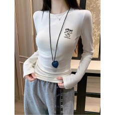 批发不漏腰长袖<b class='q'>t</b><b class='q'>恤</b>新款修身打底衫设计感小众常规款辣妹上衣