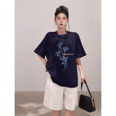 批发高品质纯棉220克精梳紧密100%棉宽松短袖t恤女