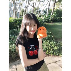 1*1纯棉 常规款 正肩短袖 高弹力新款夏季修身显瘦洋气上衣