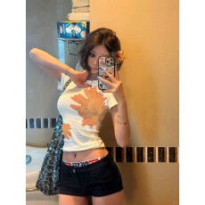 1*1纯棉 高弹力新款夏季修身显瘦洋气上衣