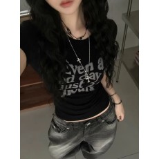 1*1纯棉 常规款 正肩短袖 高弹力新款夏季修身显瘦洋气上衣