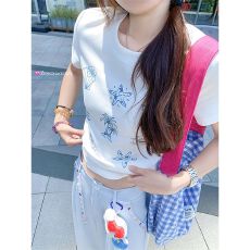 批发1*1纯棉 常规款 正肩短袖 高弹力新款夏季修身显瘦洋气上衣