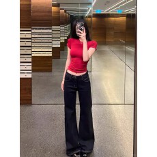 1*1纯棉 常规款 正肩短袖 高弹力新款夏季修身显瘦洋气上衣