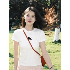 批发1*1纯棉 常规款 正肩短袖 高弹力新款夏季修身显瘦洋气上衣