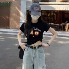 批发1*1纯棉 高弹力新款夏季修身显瘦洋气上衣