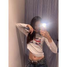 1*1纯棉包领长袖t恤新款秋季修身打底衫设计感短款辣妹上衣