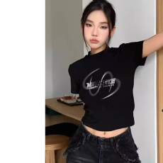 批发1*1纯棉 高弹力新款夏季修身显瘦洋气上衣