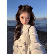 批发防晒罩衫女印花慵懒风<b class='q'>上衣</b>微透长袖斜肩防晒罩衫