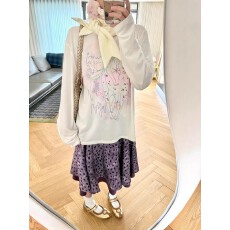 批发防晒罩衫女印花慵懒风<b class='q'>上衣</b>微透长袖斜肩防晒罩衫