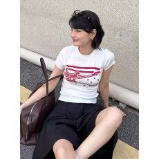 1*1纯棉 常规款 正肩短袖 高弹力新款夏季修身显瘦洋气上衣