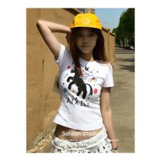 批发1*1纯棉 常规款 正肩<b class='q'>短袖</b> 高弹力新款夏季修身显瘦洋气上衣