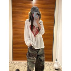 批发防晒罩衫女印花慵懒风上衣微透<b class='q'>长袖</b>斜肩防晒罩衫