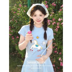 1*1纯棉 常规款 正肩短袖 高弹力新款夏季修身显瘦洋气上衣