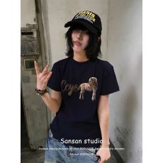 1*1纯棉 常规款 正肩短袖 高弹力新款夏季修身显瘦洋气上衣