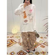 批发防晒罩衫女印花慵懒风上衣微透长袖斜肩防晒罩衫