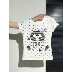 批发1*1纯棉 波点常规款 正肩短袖 高弹力新款夏季修身显瘦洋气上衣