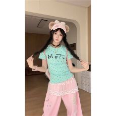 批发1*1纯棉 波点常规款 正肩短袖 高弹力新款夏季修身显瘦洋气上衣