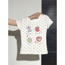 批发1*1纯棉 波点常规款 正肩短袖 高弹力新款夏季修身显瘦洋气上衣