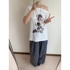 批发美式复古斜肩短袖t恤女夏季设计感小众宽松露肩辣妹上衣