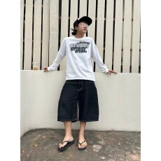 批发纯棉210克精梳精密印花<b class='q'>秋</b>季宽松长袖T恤女
