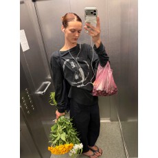 批发纯棉210克精梳精密<b class='q'>印花</b>秋季宽松长袖T恤女