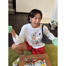 批发纯棉210克精梳精密<b class='q'>印花</b>秋季宽松长袖T恤女