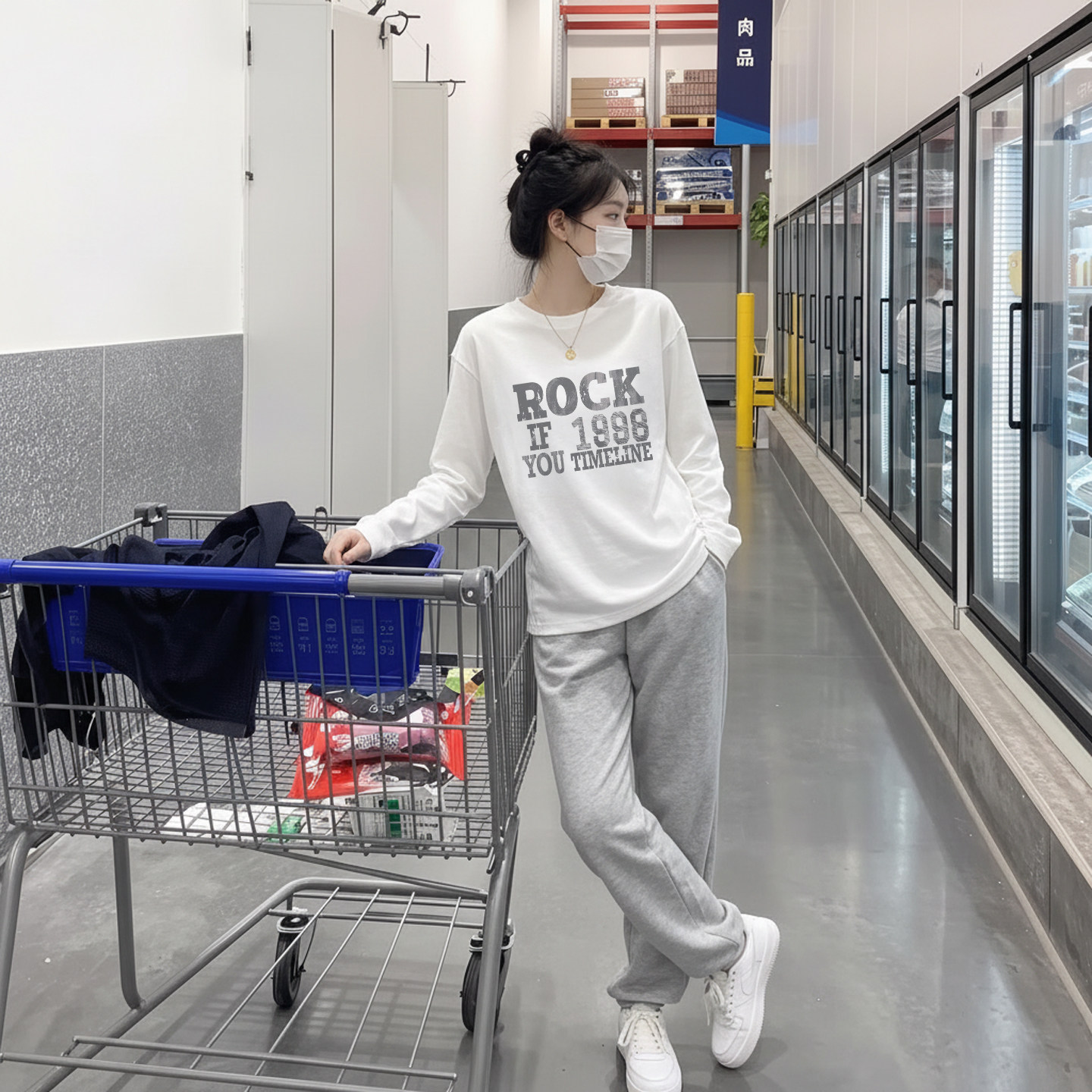 BY33081# 纯棉精梳精密印花秋季宽松长袖T恤女 服裝批發女裝批發服飾貨源