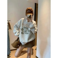 纯棉复合卫衣 宽松慵懒风chic圆领卫衣