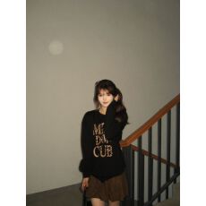 纯棉复合卫衣 宽松慵懒风chic圆领卫衣