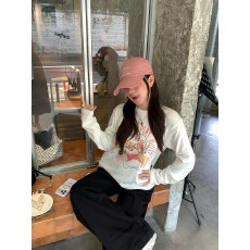 批发纯棉210克精梳精密印花秋季宽松长袖T恤女