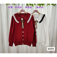 批发娃娃领针织衫女2025秋冬季新款<b class='q'>韩版</b>宽松显瘦洋气减龄蝴蝶结上衣