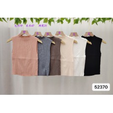 批发2026春夏中领白黑色针织打底衫百搭上衣修身无袖内搭背心通勤<b class='q'>时尚</b>