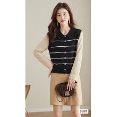 批发2026年春秋季韩版新款<b class='q'>翻领</b>条纹拼接衬衫假两件长袖开衫百搭上衣女