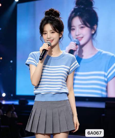 2026 년 여름 새로운 연령 감소 디자인 센스 라운드 넥 패치워크 색상 스트라이프 니트 풀오버 반팔 다용도 맨위 여성