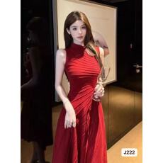 批发灰色<b class='q'>不规则</b>无袖背心连衣裙女装夏季韩版高级感气质收腰修身长裙子