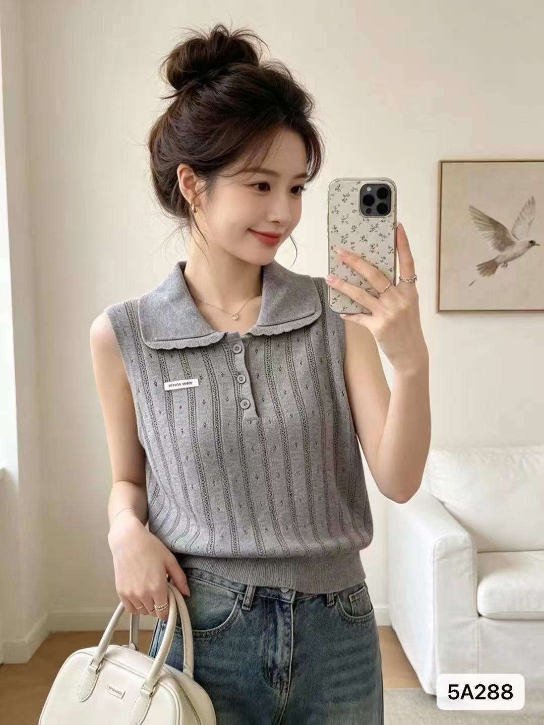 한국 스타일 폴로 칼라 민소매 배색 조끼 여성 2026 여름 새로운 디자인 센스 작은 대중 몸매 가꾸기 슬림해 보이는 다용도 맨위