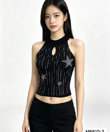 2026 년 여름 새로운 프랑스식 패션 홀로우 아웃 오각형 별 민소매 무거운 작업 핫픽스 다용도 슬립 맨위 여성 트렌디