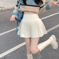 批发白色毛呢千层半身裙女春秋冬小香风气质高腰百褶裙垂坠感a字短裙