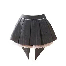 批发美式辣妹灰色波点<b class='q'>蕾丝</b>百褶裙女春季韩系A字半身裙防走光包臀短裙