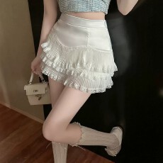 批发芭蕾风<b class='q'>蕾丝</b>缎面半身裙女夏季高腰小个子a字短裙甜美蓬蓬蛋糕裙子