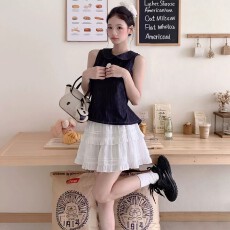 批发白色<b class='q'>蕾丝</b>半身裙女夏2026新款小个子高腰a字裙蓬蓬芭蕾风蛋糕短裙