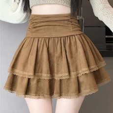 批发辣妹风蕾丝拼接蛋糕裙女秋冬新款<b class='q'>高腰</b>显瘦A字裙时尚防走光<b class='q'>蓬蓬裙</b>