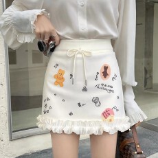 批发甜辣妹显瘦卡通涂鸦<b class='q'>短裙</b>女春夏季2026新品韩系高腰减龄a字<b class='q'>半身裙</b>