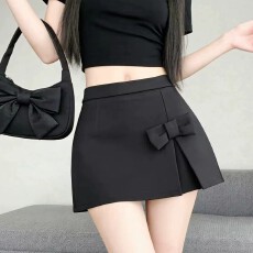 批发<b class='q'>秋</b>季新款蝴蝶结装饰不规则裙裤高腰显腿西装短裙防走光辣妹半身裙