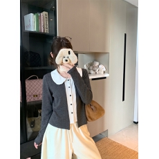 批发实拍实价~秋季新款韩系娃娃领甜美风拼接假两件<b class='q'>休闲</b>百搭长袖上衣