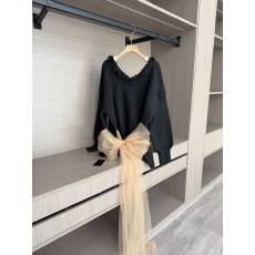 批发香肉肉“ 软软鬼马”原创羊毛北极绒领口<b class='q'>手工</b>花边后背蝴蝶结上衣