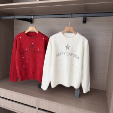 juanjuanyeeD家鸿运重工刺绣定位烫钻高级感节日针织长袖毛衣