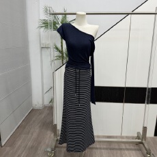 批发yoklass少女家 「一抹鸢青」斜肩蝴蝶结绑带短袖T恤女夏修身上衣