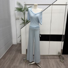 批发NSSY韩系慵懒风v领短袖<b class='q'>t</b><b class='q'>恤</b>女春夏露肩宽松针织蝙蝠袖罩衫chic上衣